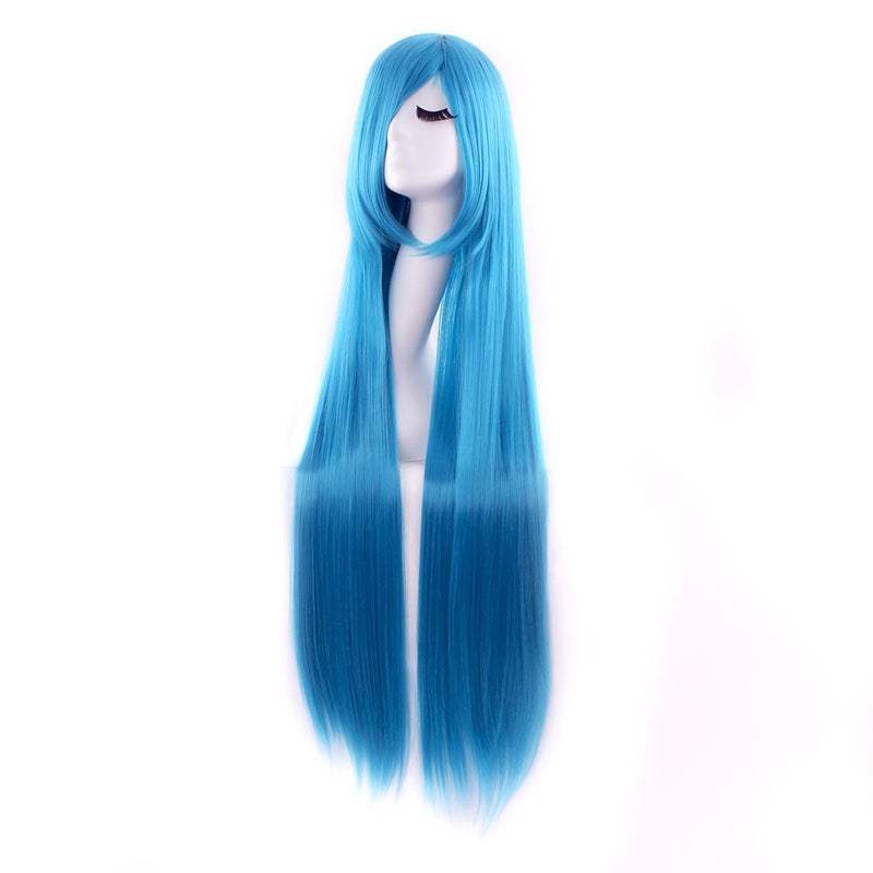 MapofBeauty 40" 100cm Anime Costume Long Straight Cosplay Wig Party Wig (Cyan Blue)