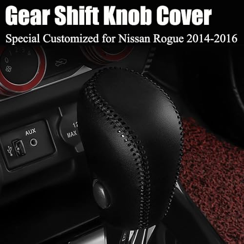 XITER with Rogue Logo Automatic Gear Shift Knob Cover Leather Boots Shift Lever Protector Trim for Nissan Rogue 2014 2015 2016 Interior AccessoriesBlack Stitches - Image 3