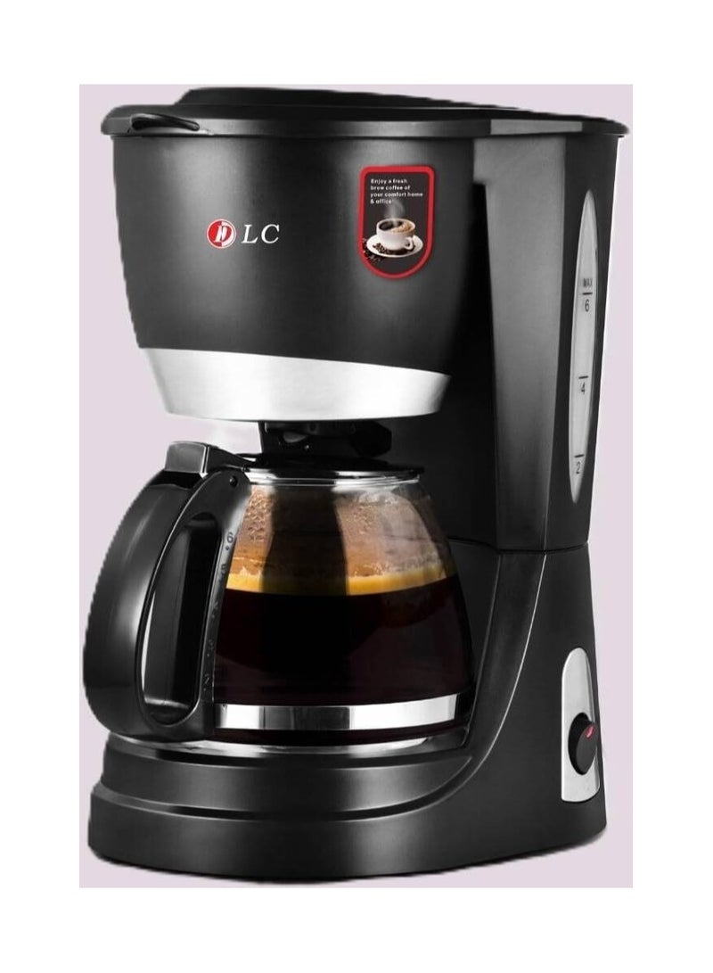 ال سي ماكينة قهوة بفلتر سائل سعة 1.25 لتر، 830 واط، لون أسود