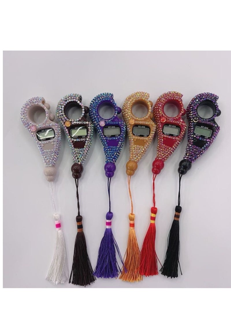 Digital Beaded Finger Tasbih with Timer Light - Islamic Prayer Bead Tasbih Tool, Finger Counter for Dhikr, Meditation, Relaxation, and Healing (Multicolor)