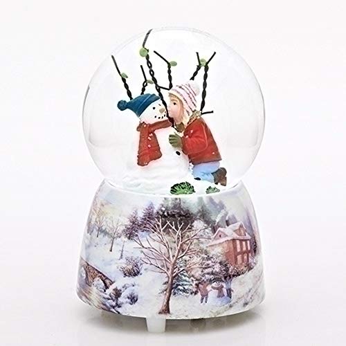 Roman Musical 5" Child Kissing Snowman Glitter Dome Water Globe Plays''Jingle Bells" - Image 3