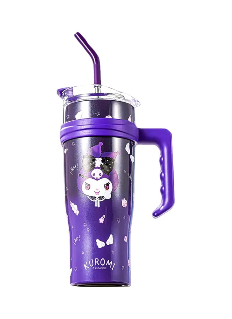 General Kuromi Stainless Steel Insulated Mug with Lid, Straw and Handle 1200ml - , Purple  - Image 1