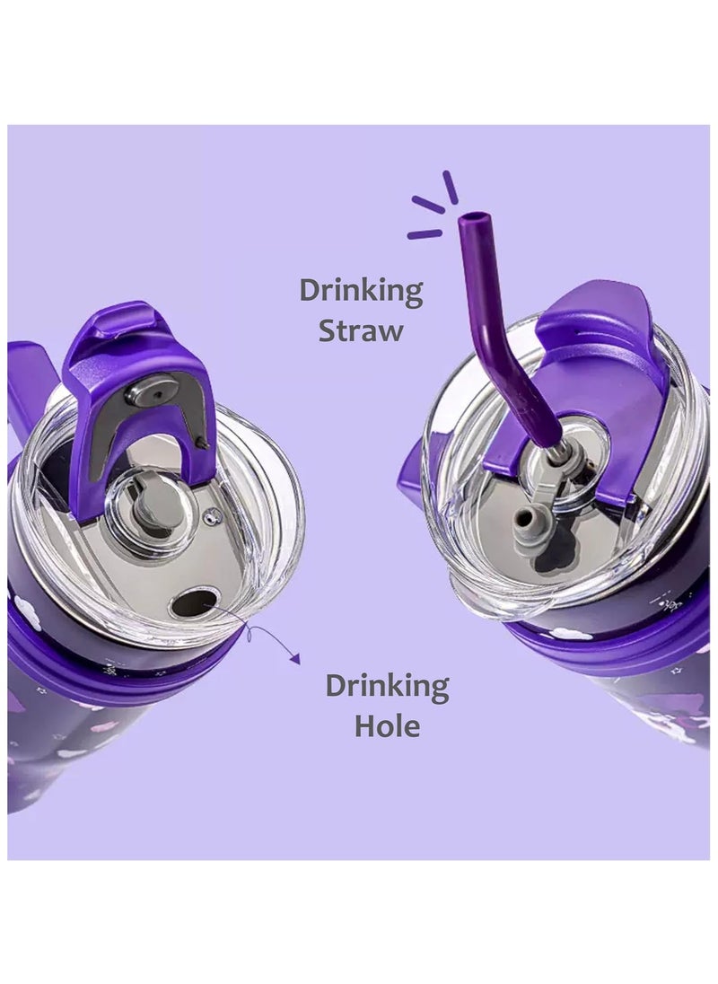 General Kuromi Stainless Steel Insulated Mug with Lid, Straw and Handle 1200ml - , Purple  - Image 2