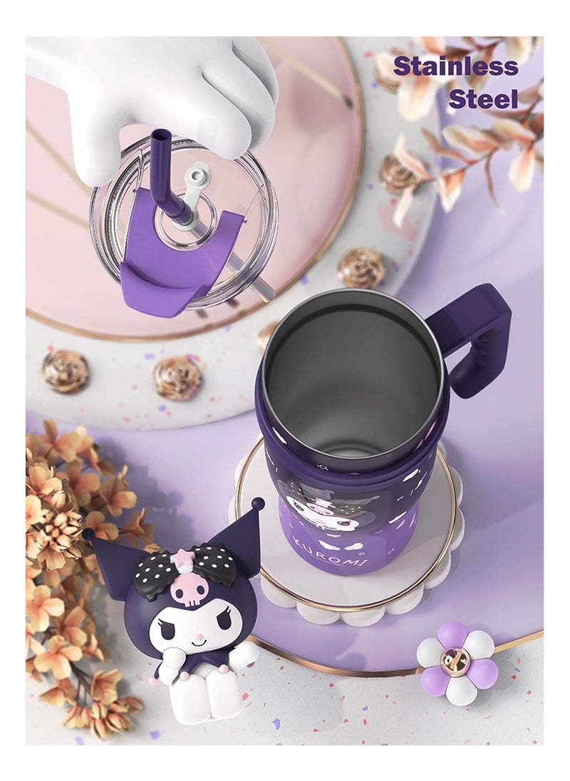 General Kuromi Stainless Steel Insulated Mug with Lid, Straw and Handle 1200ml - , Purple  - Image 3