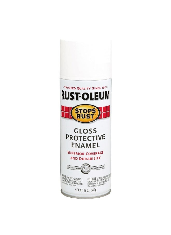 RUST-OLEUM Stops Rust Gloss Protective Enamel Spray Paint White 12 oz 7792830  - Image 1