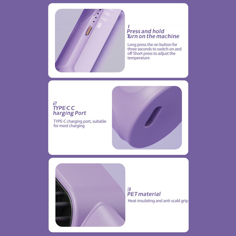 مصفف شعر محمول قابل لإعادة الشحن عبر USB، مزدوج الاستخدام للفرد والتمويج، مشط تمليس الشعر - Image 5