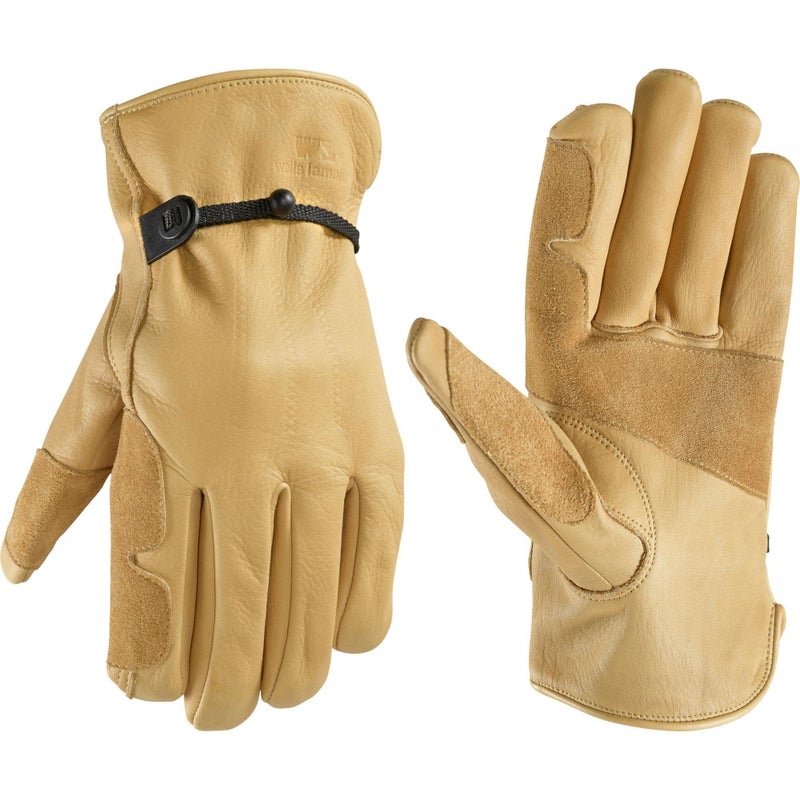 Wells Lamont Leather Work Gloves for Men Heavy Duty Cowhide Abrasion Puncture Resistant Adjustable Wrist Gunn Cut Design Ideal for Ranching Farming Construction Timber L - Image 2