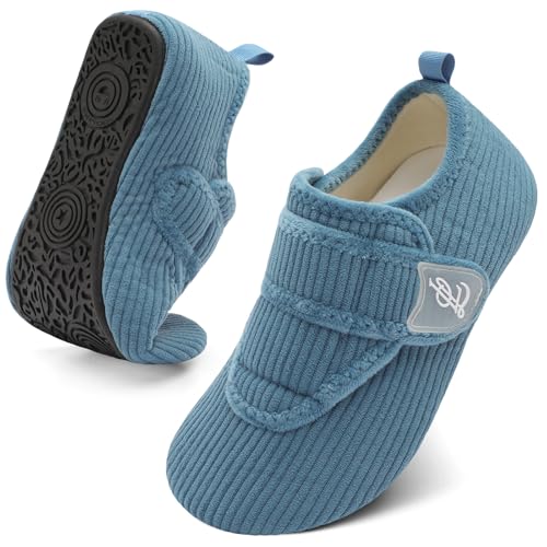 LeIsfIt House Slippers for Women Men Soft Barefoot House Shoes Slip on Non-slip Slipper Socks with Rubber Sole Cozy Comfy for Home Bedroom Travel Yoga Cyan 8-9 Women/6.5-7.5 Men - Image 1