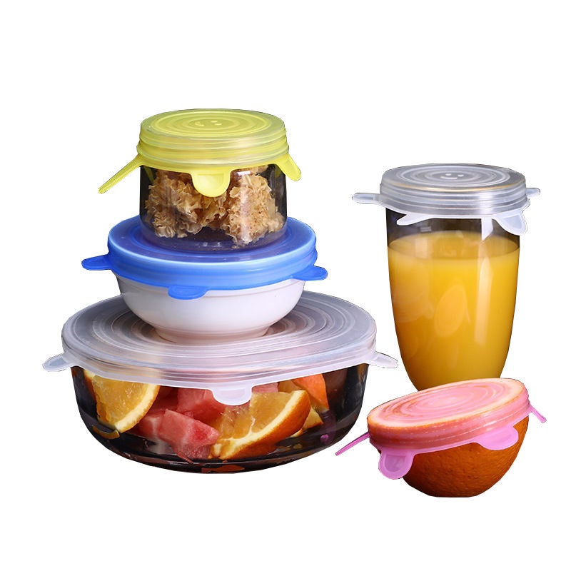 Six-Piece Set Silicone Fresh-Keeping Cover Stretch Bowl Cover Dustproof Silicone Fresh-Keeping Cover Smiley Face Sealing Cover Fresh-Keeping Film - Image 4
