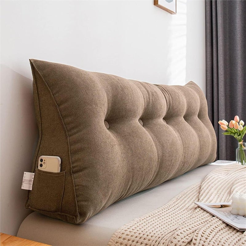 Triangular Headboard Pillow,Large Headboard Pillow Headboard Triangular Rest Reading Pillow, Lumbar Support Cushion, Waist Backrest, Soft Sofa Daybed Positioning Bolster,C,200x50x20(G,120x50x20cm) - Image 1