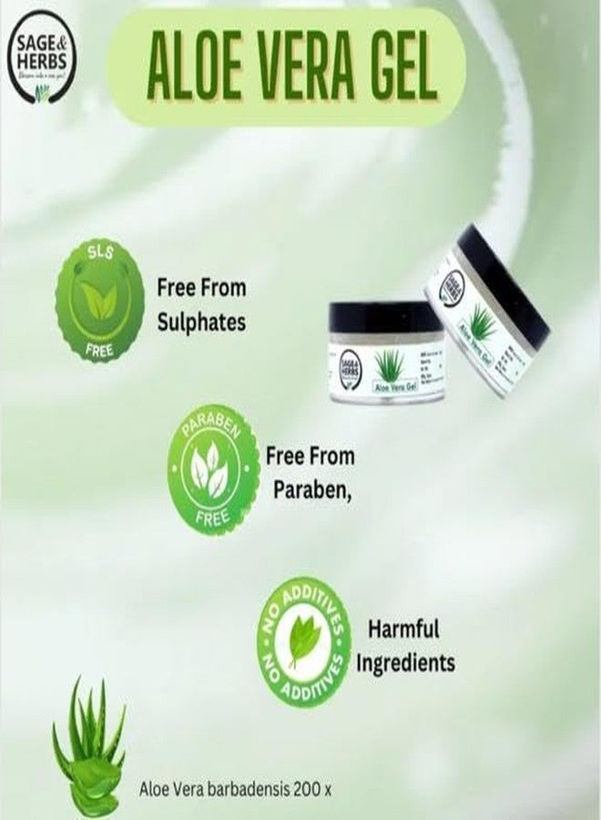 Sage & Herbs 100% Organic Aloe Vera Gel |For Face & Hair | Hydrating, Moisturizing, Soothing Skin | Multipurpose Gel | Reduce Acne, Dandruff | Treats Sunburn (50g) - Image 4