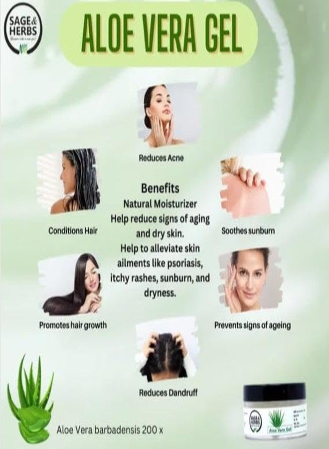 Sage & Herbs 100% Organic Aloe Vera Gel |For Face & Hair | Hydrating, Moisturizing, Soothing Skin | Multipurpose Gel | Reduce Acne, Dandruff | Treats Sunburn (50g) - Image 5