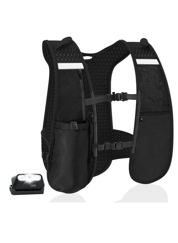 Generic Running Vest Ultra-Light Reflective Hydration Vest Pack with Headlamp for Trail Running Cycling Hiking ﻿  - Image 1