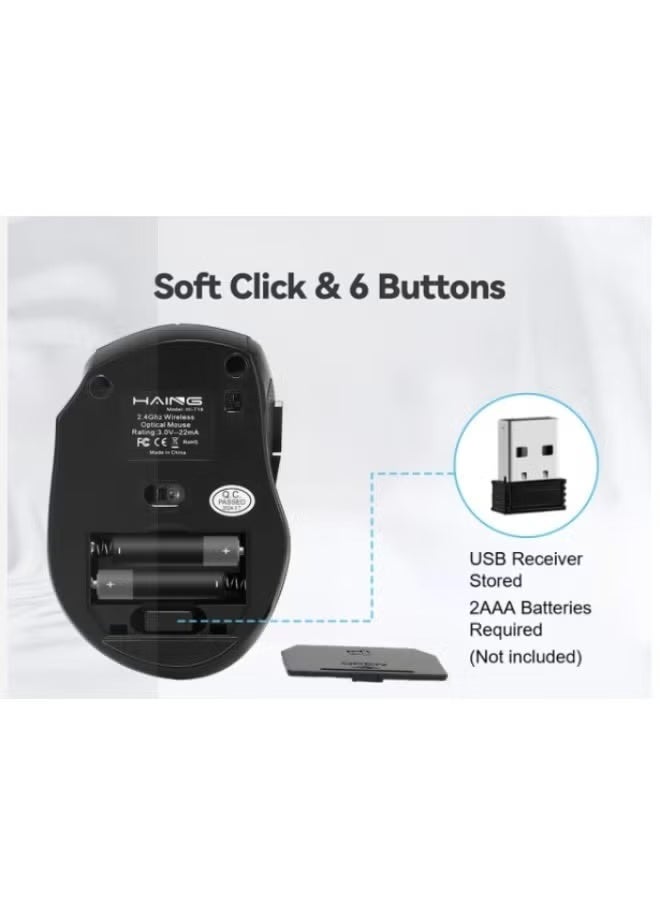 Haing M2 Optical Usb Computer 2.4G Wireless Mouse Black - Image 3