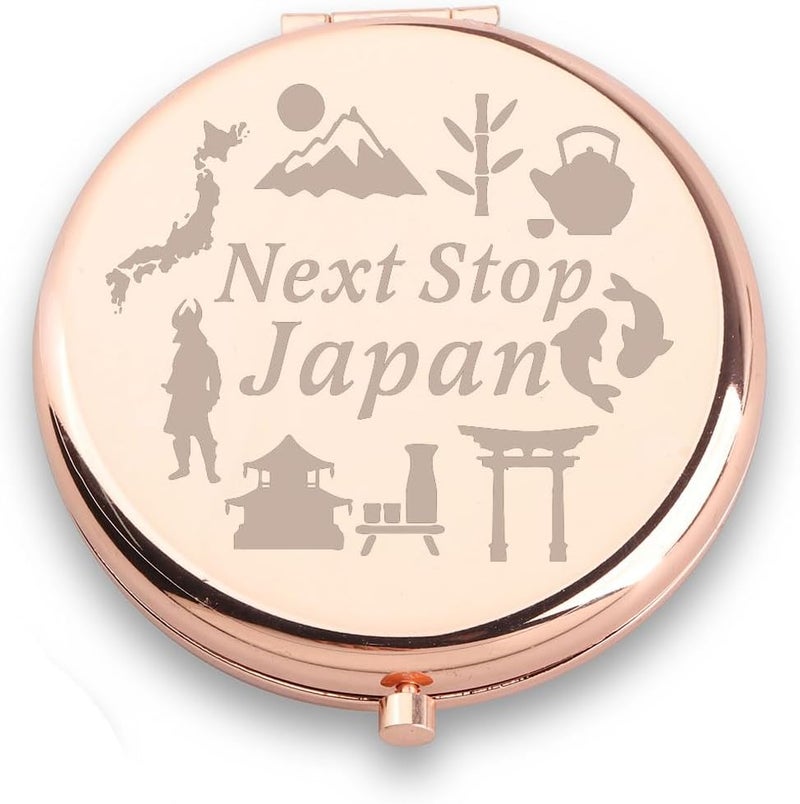 WUSUANED Japan Travel Makeup Mirror Next Stop Japan Mirror Japanese Souvenirs Gifts Japan Vacation Gift Japan Fan Gift (Japan Travel Mirror)