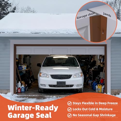 Elvone Garage Door Seal Top and Sides, 40 FT Universal TPE Weather Stripping Garage Door Trim Seal Weatherproofing Garage Door Seals with Nails and Lids in Brown - Image 4