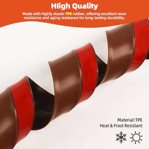 Elvone Garage Door Seal Top and Sides, 40 FT Universal TPE Weather Stripping Garage Door Trim Seal Weatherproofing Garage Door Seals with Nails and Lids in Brown - Image 3