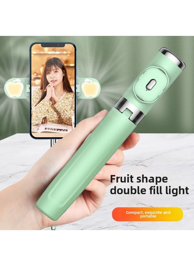 Bluetooth Multi-function Mini Remote Control Mobile Phone Selfie Stick Bracket Dual Fill Light Integrated Live Camera Tripod-Color:Red Strawberry [double Fill Light]]