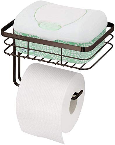 Indian Decor 51200 Metal Wall Mount Toilet Tissue Paper Holder for Mobile Phone Storage/Storage Shelf, Steel, Black, Pack of 1 - Image 3