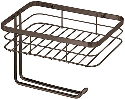Indian Decor 51200 Metal Wall Mount Toilet Tissue Paper Holder for Mobile Phone Storage/Storage Shelf, Steel, Black, Pack of 1 - Image 5