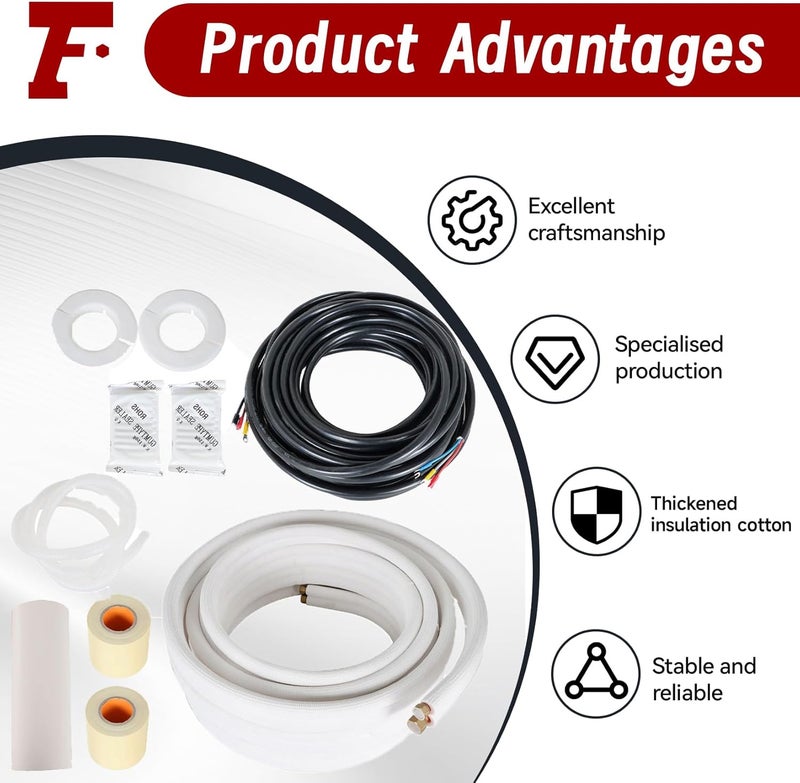 findmall 50FT Air Conditioning Copper Tubing Pipe Extension 3/8 Inch and 5/8 Inch Insulated Copper Pipes - Image 5