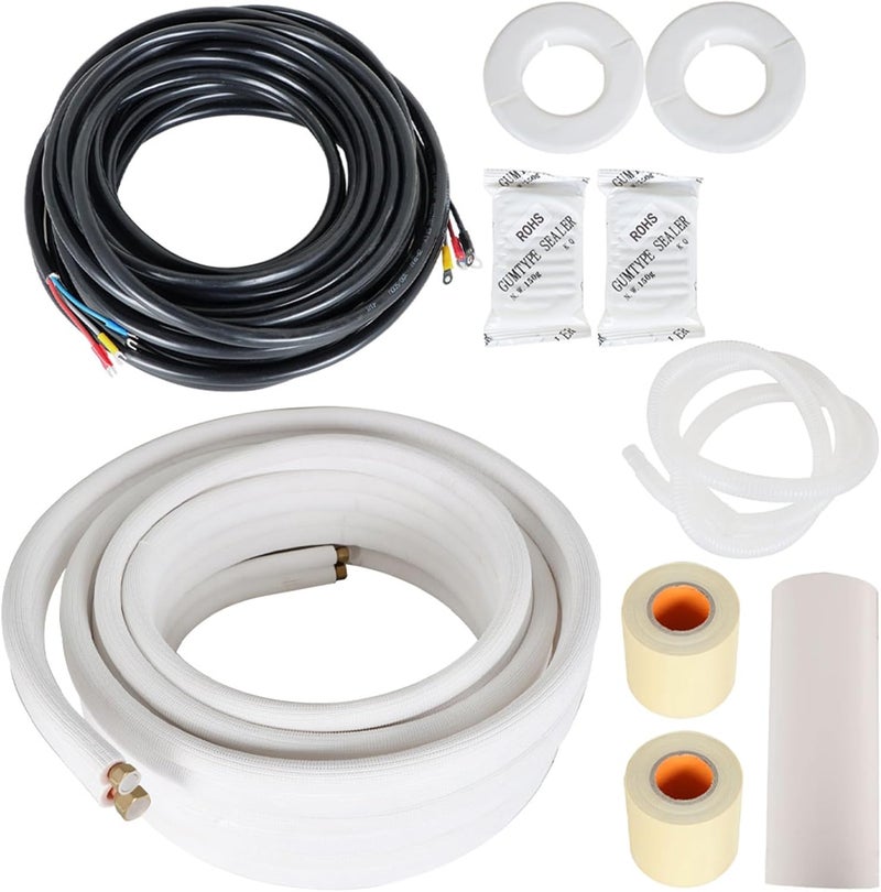 findmall 50FT Air Conditioning Copper Tubing Pipe Extension 3/8 Inch and 5/8 Inch Insulated Copper Pipes - Image 1