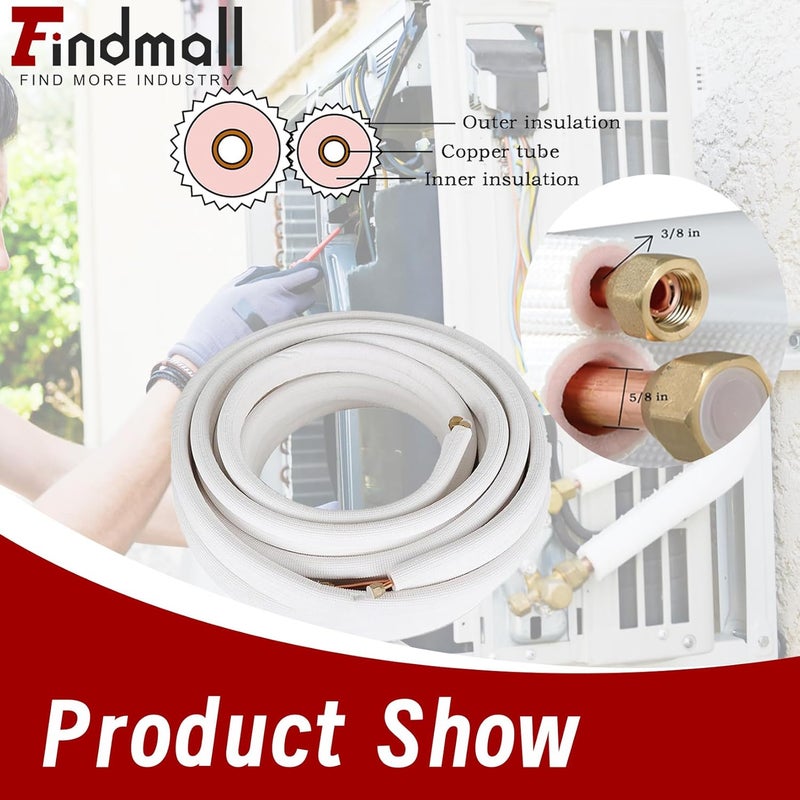 findmall 50FT Air Conditioning Copper Tubing Pipe Extension 3/8 Inch and 5/8 Inch Insulated Copper Pipes - Image 3