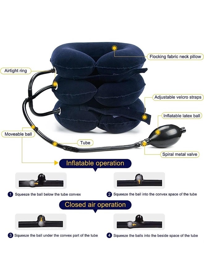 CRABCLAW Cervical Neck Traction Device for Neck Pain Relief, Adjustable Inflatable Neck Stretcher Neck Brace, Neck Traction Pillow for Use Neck Decompression and Neck Tension Relief (Blue)  - Image 2
