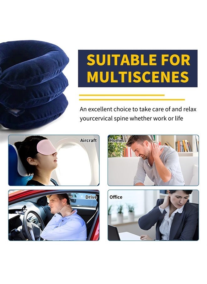 CRABCLAW Cervical Neck Traction Device for Neck Pain Relief, Adjustable Inflatable Neck Stretcher Neck Brace, Neck Traction Pillow for Use Neck Decompression and Neck Tension Relief (Blue)  - Image 3
