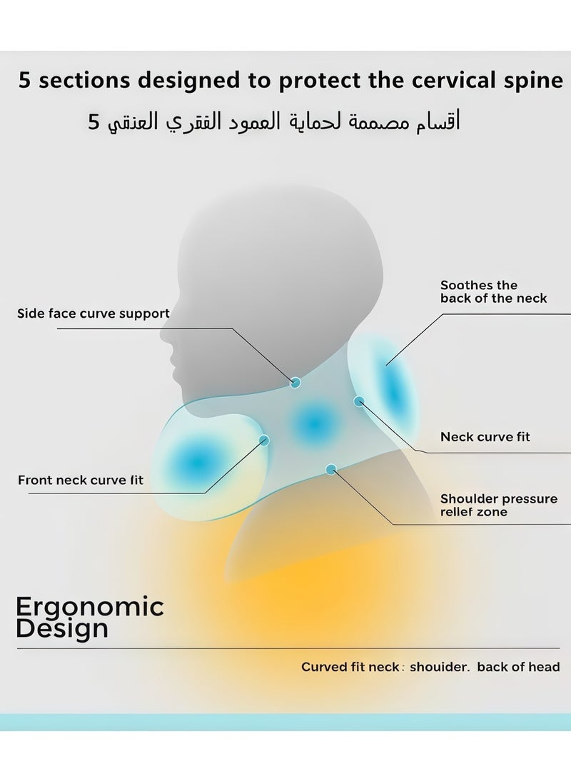 وسادة سفر مغطاة على شكل حرف U، وسادة سفر ميموري فوم، وسادة رأس ورقبة على شكل حرف U، وسادة مكتب محمولة، وسادة نوم للرحلات الطويلة في السيارة والقطار (أسود على شكل ندفة الثلج) - Image 5