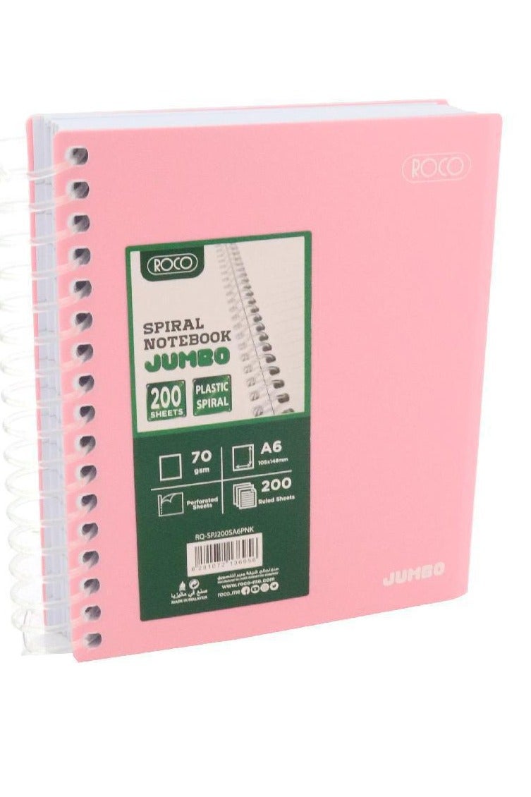 ROCO Jumbo Notebook Arabic/English Opening | A6 | 200 Sheets | Lined | Pink - Image 1