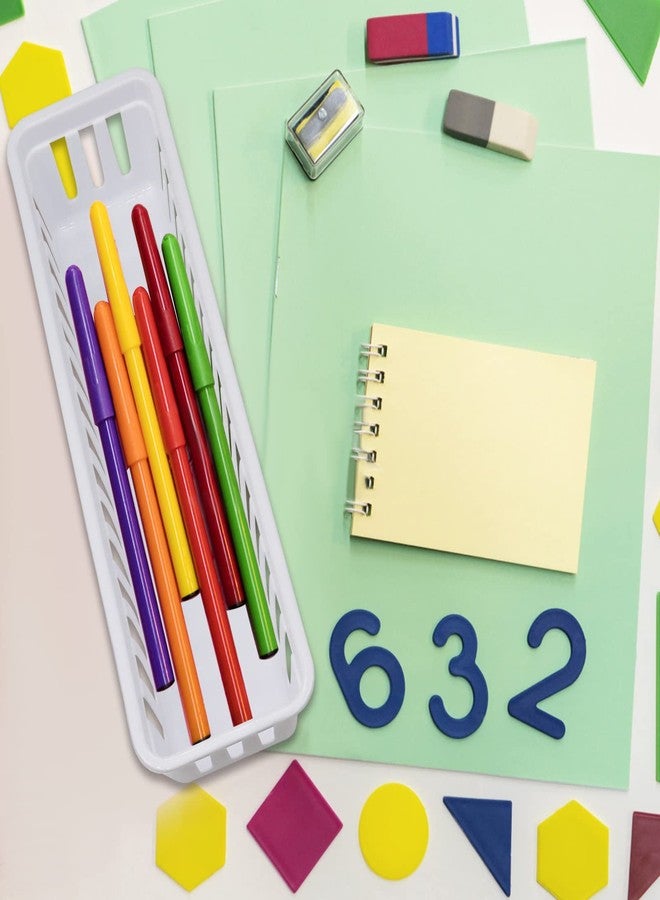 FEOOWV Classroom Pencil or Rubber Organizer Basket Trays, Office Supply Baskets Organization Trays for Home School Classroom Office 12 Pack (White) - Image 5