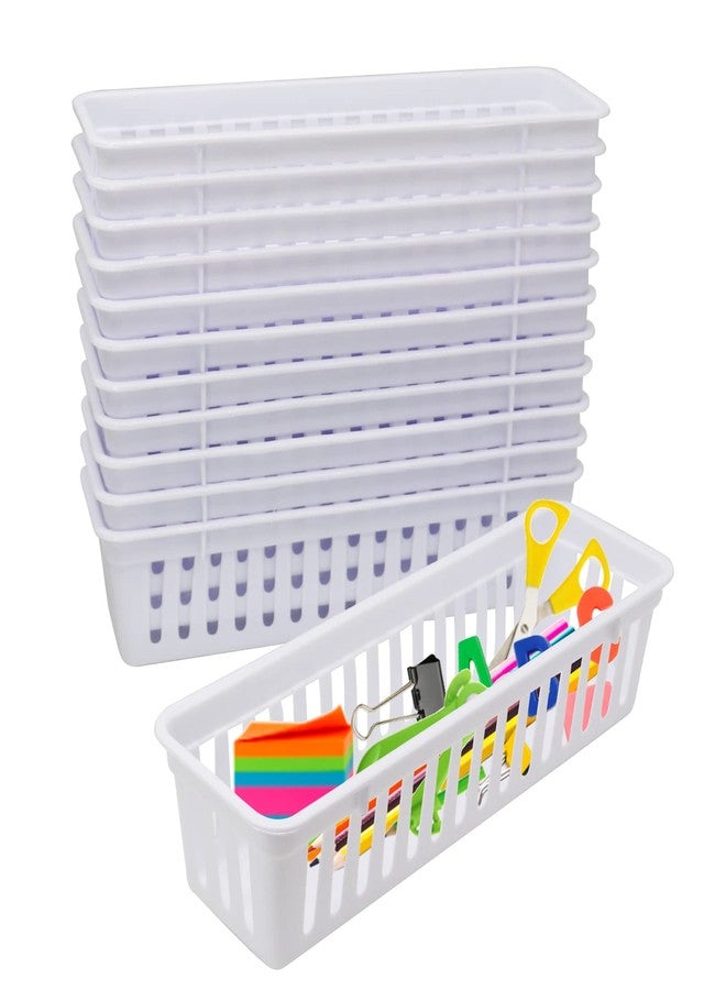 FEOOWV Classroom Pencil or Rubber Organizer Basket Trays, Office Supply Baskets Organization Trays for Home School Classroom Office 12 Pack (White) - Image 1
