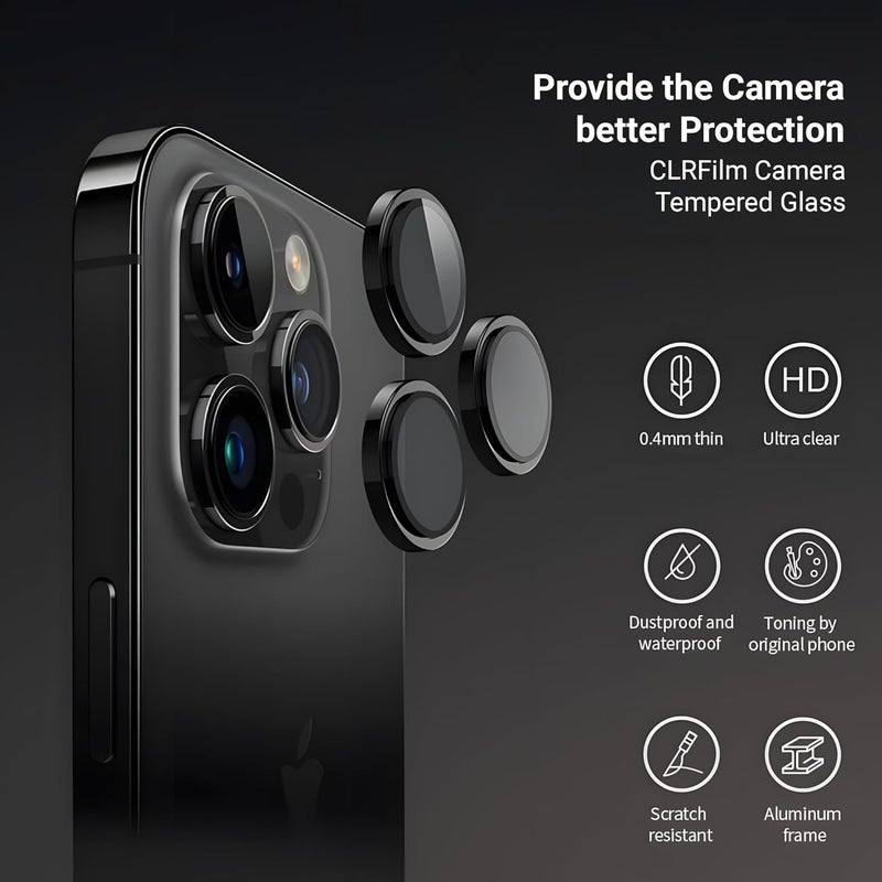 Daily Objects CERO Aluminium Camera Lens Protector for iphone 15 Pro|Tough HD Glass Protectors|Dust Proof|Water Resistant|Ultra Clear HD Image Quality|9H Hardness|3D ring|Shock Proof Alloy - Black - Image 2
