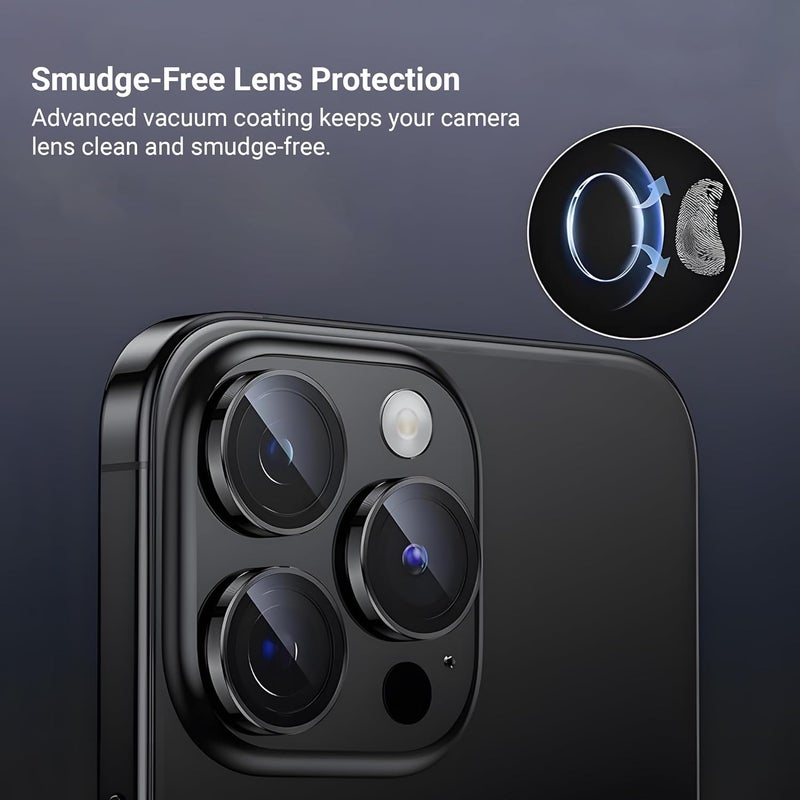 Daily Objects CERO Aluminium Camera Lens Protector for iphone 15 Pro|Tough HD Glass Protectors|Dust Proof|Water Resistant|Ultra Clear HD Image Quality|9H Hardness|3D ring|Shock Proof Alloy - Black - Image 5
