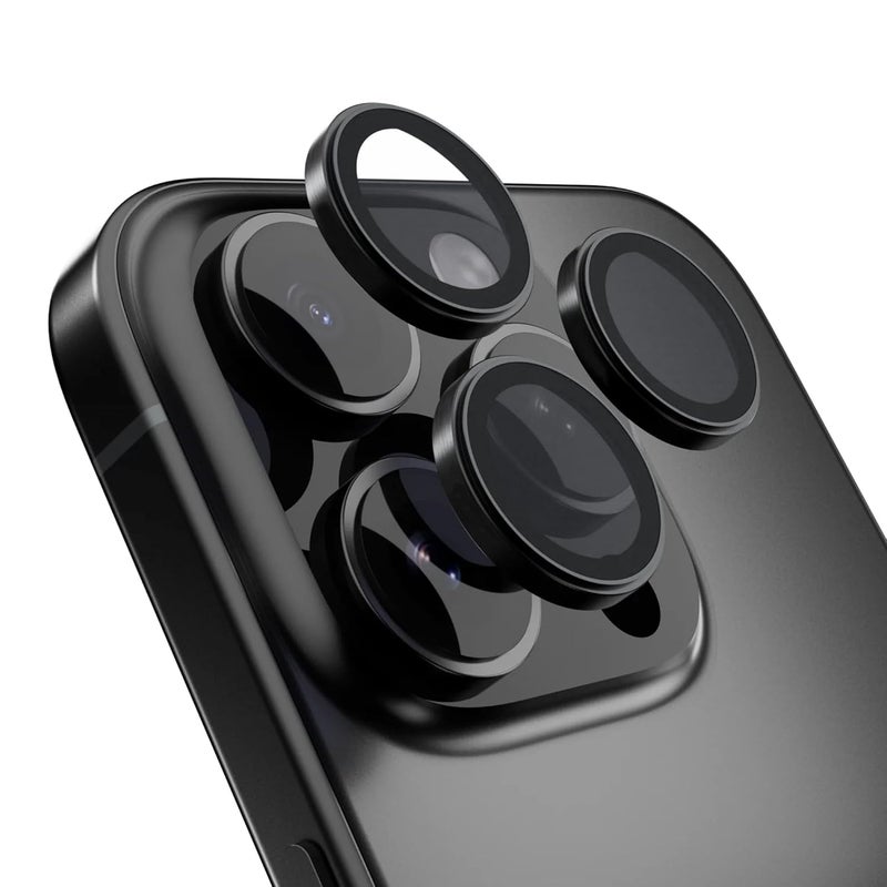 Daily Objects CERO Aluminium Camera Lens Protector for iphone 15 Pro|Tough HD Glass Protectors|Dust Proof|Water Resistant|Ultra Clear HD Image Quality|9H Hardness|3D ring|Shock Proof Alloy - Black - Image 1