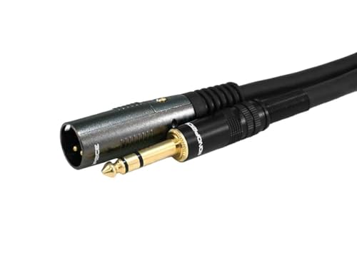 Monoprice XLR Male to 14Inch TRS Male Cable Gold Plated High Fidelity and Eliminate Noise in the Recording Studio and On Stage 16AWG 6 Feet Black 6Ft - Image 1