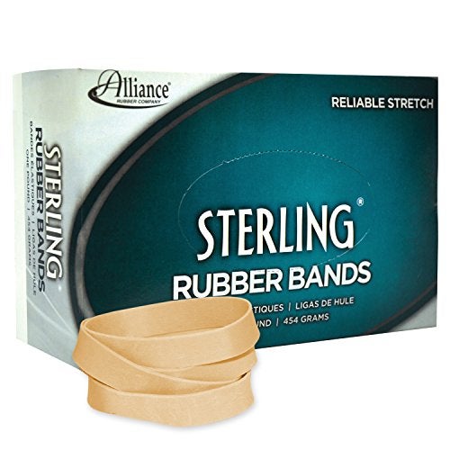 Alliance Rubber 24945 Sterling Rubber Bands Size #94, 1 lb Box Contains Approx. 140 Bands (3 1/2" x 3/4", Natural Crepe),Beige - Image 2