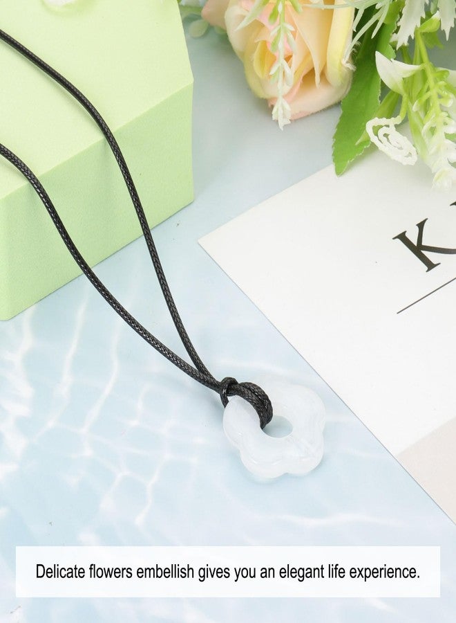 PATIKIL Flower Charms, Acrylic Flower Pendant Necklace Adjustable Chokers String Cord Fashion Accessories for Women Jewelry Decoration, White - Image 3