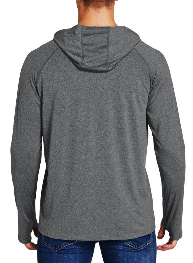 Willit Men's Sun Shirts UPF 50+ Rash Guard Long Sleeve Sun Protection Hoodie SPF UV Fishing Lightweight Athletic Running, Heather Deep Gray, XL - Image 2