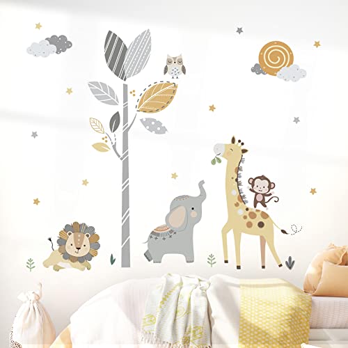 decalmile Animal Wall Decals Elephant Lion Wall Stickers Baby Nursery Baby Room Daycare Wall Decor - Image 3