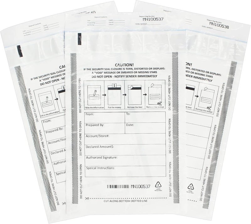 zmybcpack 500 Pack Deposit Bags, Tamper-Evident Bags, Security Bank Pocket, Cash register bags (6x9 Inch, White) by - Image 1