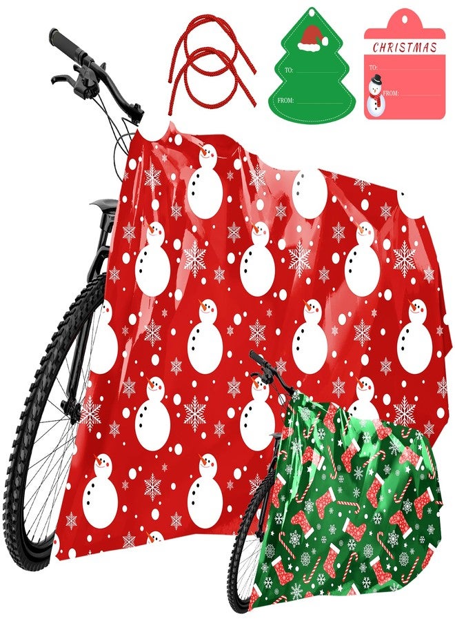 TranquilBliss Large Christmas Gift Bags 2 Oversized Bags 60”x72” with Tag & Tie for Presents Christmas, Jumbo Large Size Plastic Gift Bags for Huge Gifts Presents Wrapping Bicycle Bike,Heavy Duty Bags - Image 1