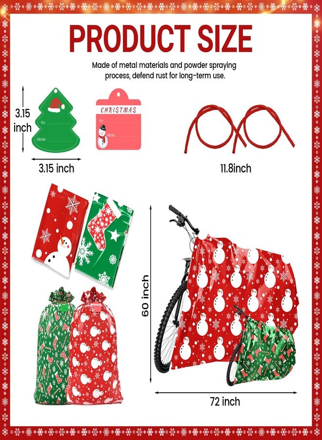 TranquilBliss Large Christmas Gift Bags 2 Oversized Bags 60”x72” with Tag & Tie for Presents Christmas, Jumbo Large Size Plastic Gift Bags for Huge Gifts Presents Wrapping Bicycle Bike,Heavy Duty Bags - Image 2