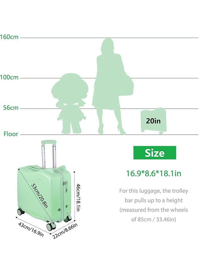 JCB CHIC 20" Ride-On Kids Suitcase with Double Spinner Wheels Cute Lightweight Tow-Along Luggage Carry on Hardside Trolly Case with Password Lock for Travel  - Image 4