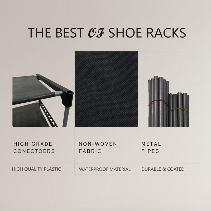 PHILOSHOP PHILOSHOP Multipurpose Folding 4 Layer Shoe Rack for Home Improvement Furniture Chappal Stand Wadrobe Clothes Storage Black - Image 3