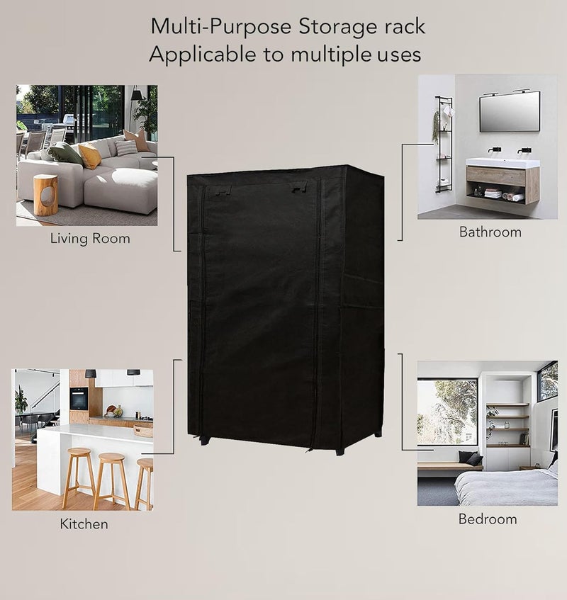 PHILOSHOP PHILOSHOP Multipurpose Folding 4 Layer Shoe Rack for Home Improvement Furniture Chappal Stand Wadrobe Clothes Storage Black - Image 4