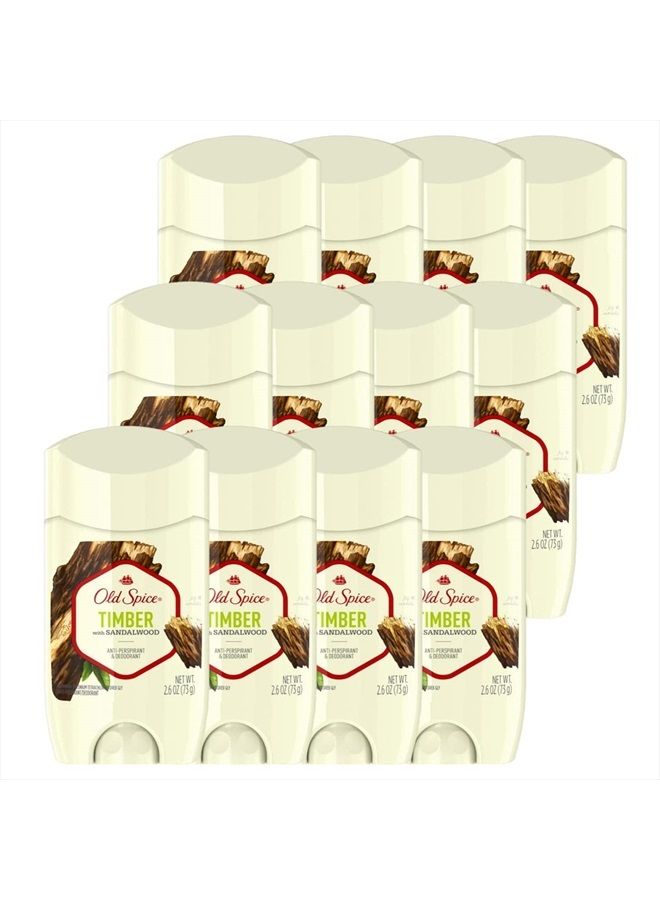 Old Spice مزيل العرق للرجال، خشب الصندل، مستوحى من العناصر الطبيعية، صلب غير مرئي، 2.6 أونصة (عبوة من 12) - Image 1