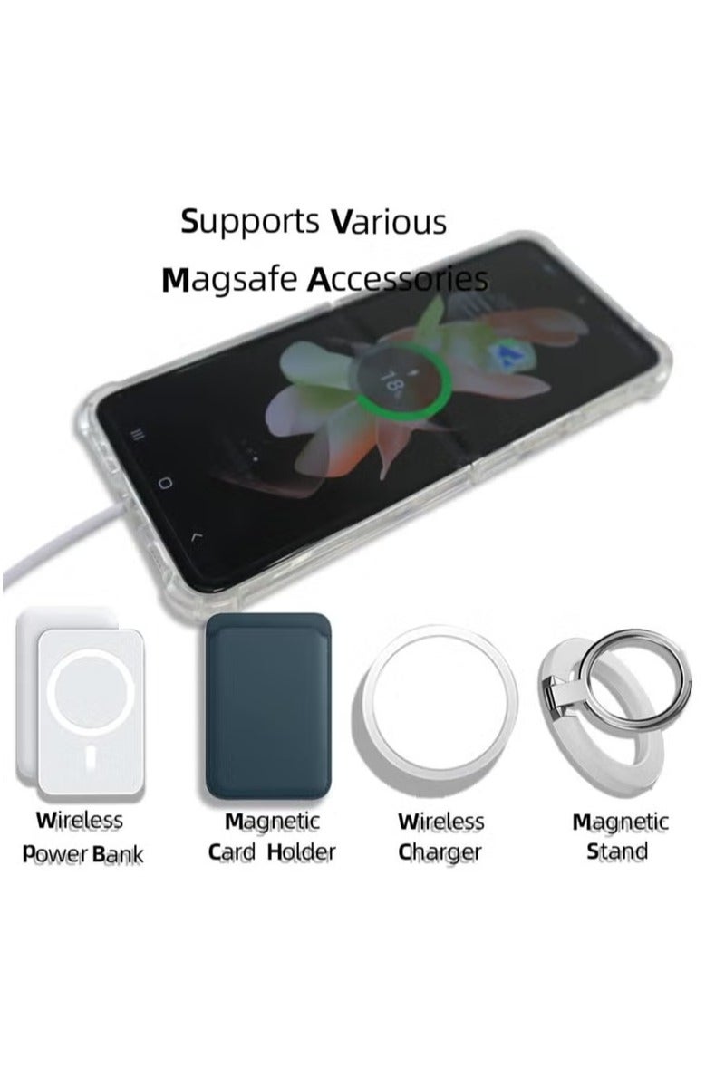 أوميكسبرو جراب مغناطيسي شفاف لهاتف Samsung Galaxy Z Flip 4 5g، يدعم Magsafe والشاحن اللاسلكي، غطاء هاتف صلب شفاف مقاوم للصدمات والسقوط لهاتف Galaxy z flip 4 - Image 4