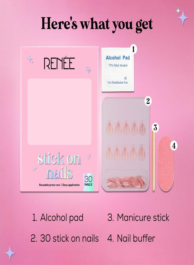 RENEE Stick On Nails French NaIls 13| 30 Reusable Artificial Fake Nail Set| Lightweight & Long Lasting| Easy To Use| Quick Fix For Festivals & Special Occasions - Image 4